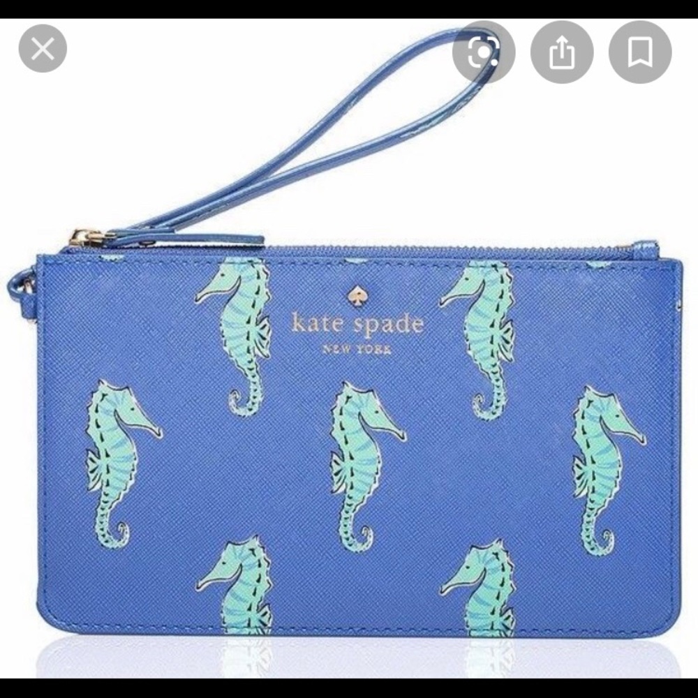 Kate Spade periwinkle seahorse wristlet.